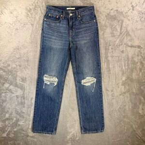 Levi's Low Pro Straight Distressed Jeans Women's 27 Blue Denim Pants
